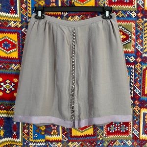 Anthropologie Odille Lavender 100% Silk Button Down Skirt
